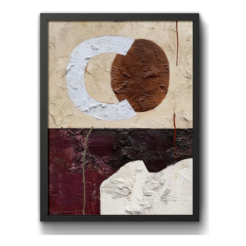 Cuadro Dormitorio Living Boho Abstracto B1 Tonos Terrosos Marco Negro