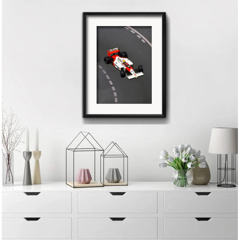 Cuadro Ayrton Senna Mclaren Formula 1 53x43cm Con Paspartu Marco Negro