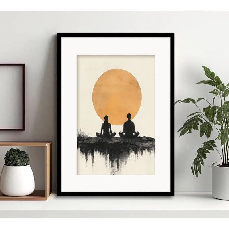 Cuadro Tantra Yoga Meditación Zen Decoracion Con Paspartú Marco Negro