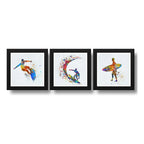 Set 3 Cuadros Surf Pop Art Surfing Tabla Playa Mar Deportes