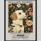 Cuadro Perro Flores William Morris Art & Craft 3 Exposición Marco Negro