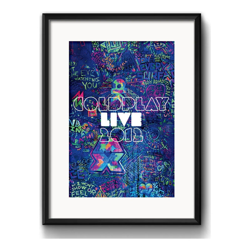 Cuadro Coldplay Live Show 2012 Rock Decoracion Con Paspartú Marco Negro
