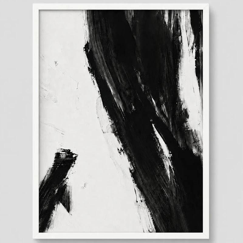 Cuadro Living Dormitorio Abstracto Blanco Negro Textura Brs2 Marco Blanco
