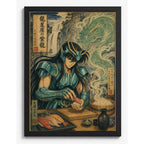 Cuadro Caballeros Del Zodiaco Shiryu Chef Sushi Cocina Anime Marco Negro
