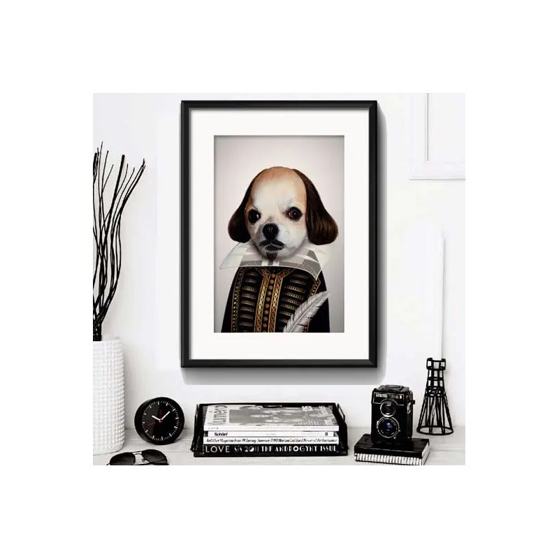 Cuadro Perro Gato Musica Cine Pop Decoracion Con Paspartú