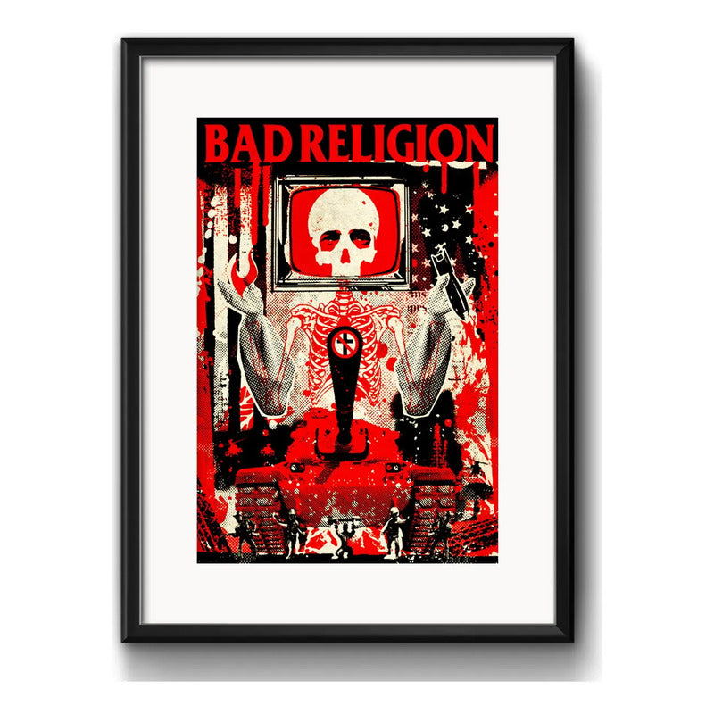 Cuadro Bad Religion Hardcore Punk Rock Decoracion C Paspartú Marco Negro