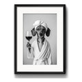 Cuadro Perro Con Bata De Bano Tomando Vino Arte Con Paspartú