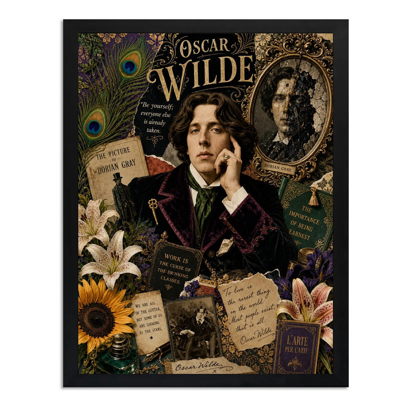 Cuadro Oscar Wilde Arte Retro Obras Escritor Novelas Teatro Marco Negro