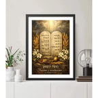 Cuadro Arte Judaico Shavuot Judio Tablas Éxodo 24:7 Torá Marco Negro