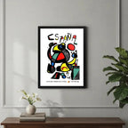 Cuadro Copa Del Mundo Futbol 1982 España Retro Art Joan Miro Marco Negro