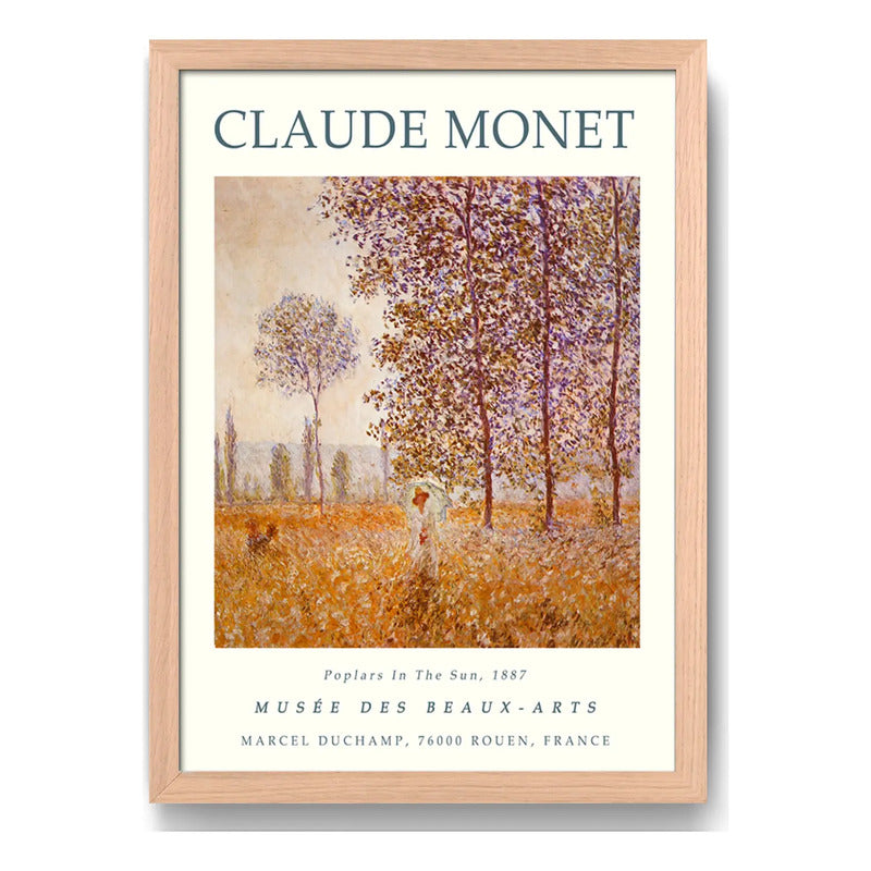Cuadro Dormitorio Living Monet Álamos Al Sol 1887 Marco Oak Marco Marrón Claro