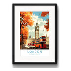 Cuadro Londres Uk Ciudad Bus Big Ben 53x43cm Con Paspartú Marco Negro