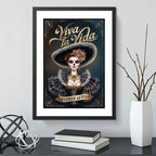 Cuadro Calavera Mexicana Catrina Frase Muerte Es Vida Tattoo Marco Negro