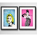 Set 2 Cuadros Marilyn Monroe Audrey Hepburn Pop Art Paspartú
