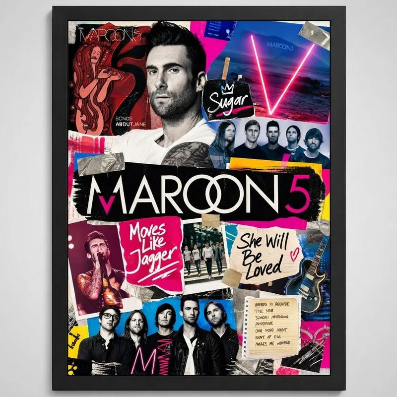 Cuadro Adam Levine Maroon 5 Album Canciones Musica Pop Rock Marco Negro