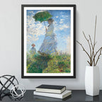 Cuadro Claude Monet Mujer Con Sombrilla El Paseo Decoracion Marco Negro