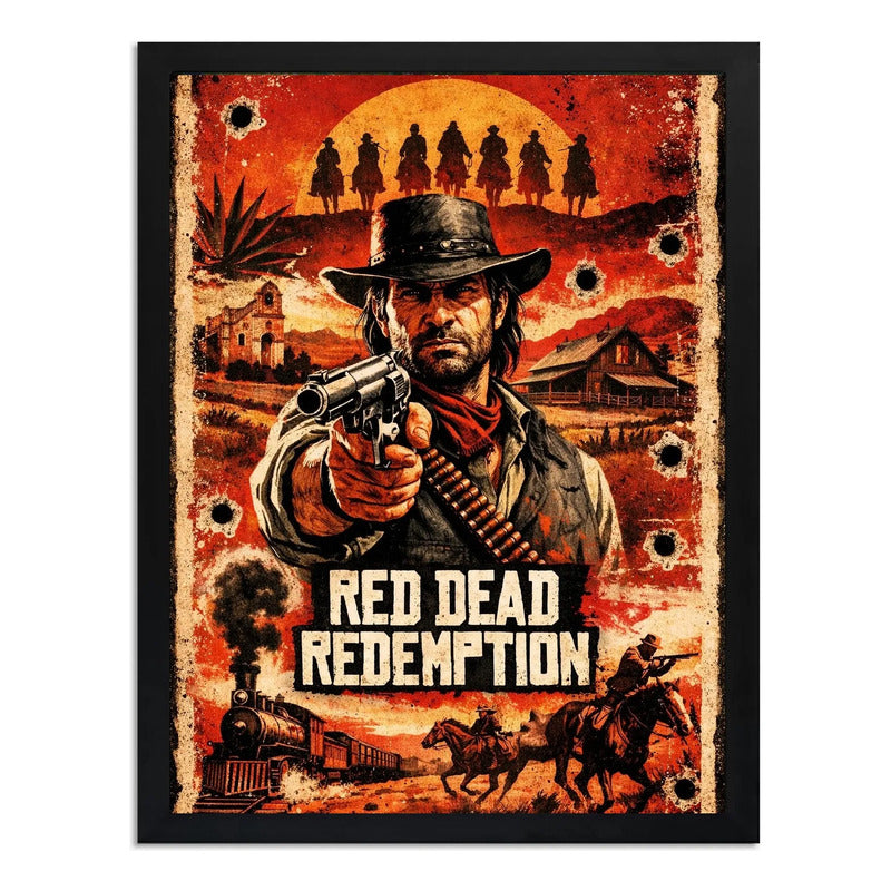 Cuadro Red Dead Redemption Videojuego Ps Art Game Decoracion Marco Negro