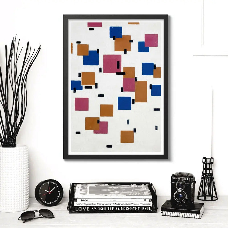 Cuadro Piet Mondrian Arte Modernismo Obras Decoracion Composition In Colour A Con Marco Negro