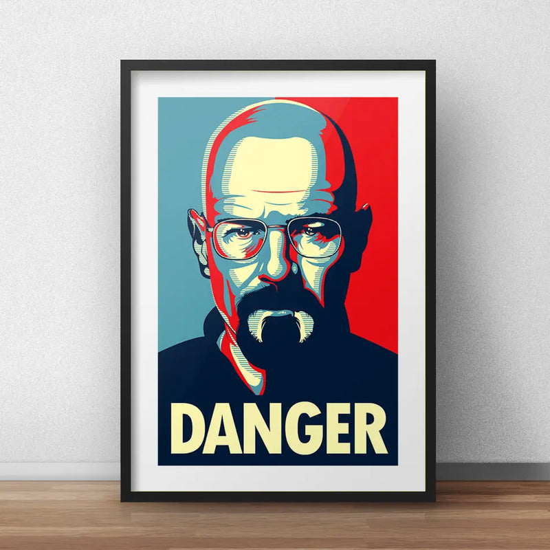 Cuadro Heisenberg Pop Art Danger Breaking Bad Con Paspartú Marco Negro