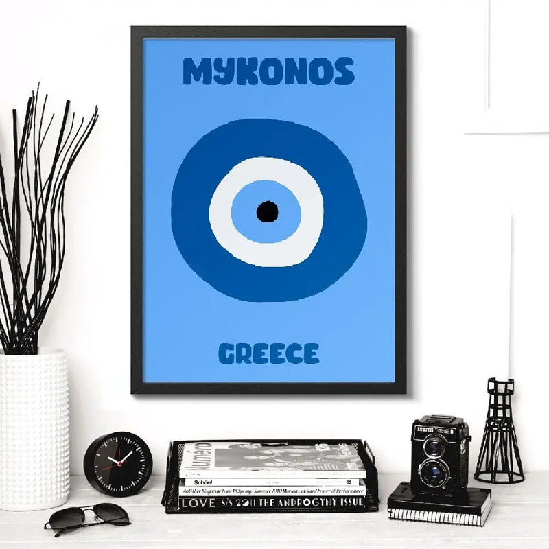 Cuadro Ojo Griego Turco Protección Mal Feng Shui Decoracion Marco Negro