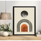 Cuadro Dormitorio Living Boho Luna Abstracto Geometrico Arte Marco Negro