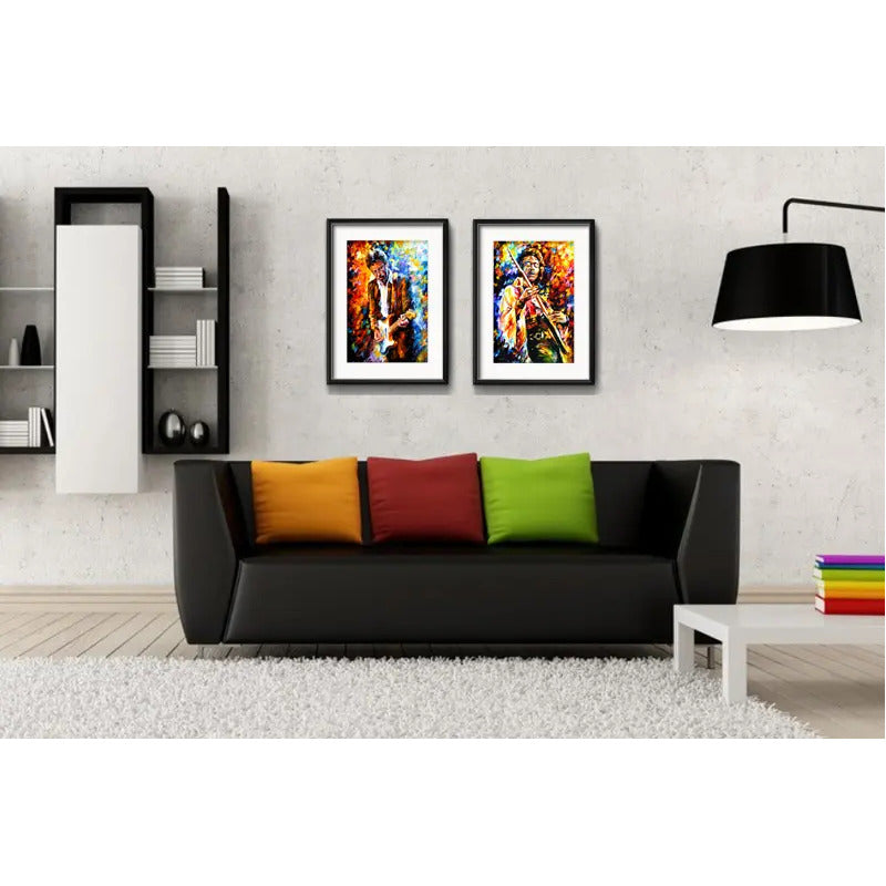 Set 2 Cuadros Eric Clapton Jimi Hendrix Pop Art Con Paspartú