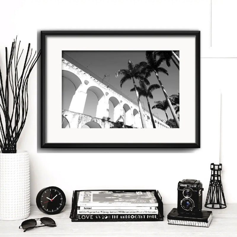 Cuadro Rio De Janeiro Fotos Blanco Negro Brs6 Con Paspartú Arcos Da Lapa Con Marco Negro