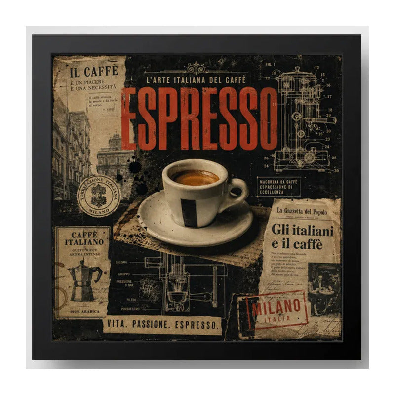 Cuadro Living Comedor Cocina Café Espresso Coffee Retro Brs2 Marco Negro