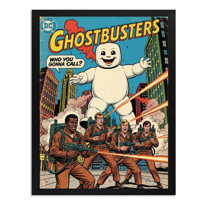 Cuadro Ghostbusters Comics Cazafantasmas Pelicula Arte Retro Marco Negro