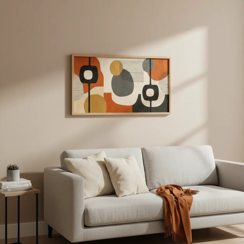 Cuadro Dormitorio Living Boho Abstract Tonos Terrosos Grande Abstracto Boho Marrón Claro