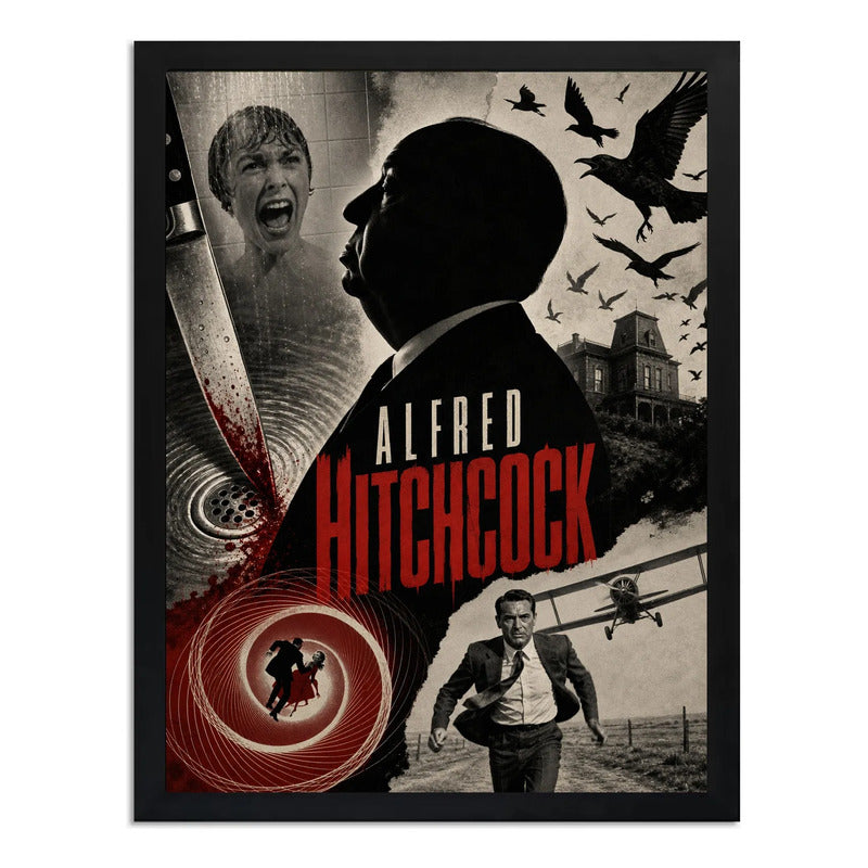 Cuadro Alfred Hitchcock Director Peliculas Icónicas B Terror Marco Negro