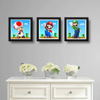 Set 3 Cuadros Marios Bros Luigi Toad Game Videojuego Pop Art