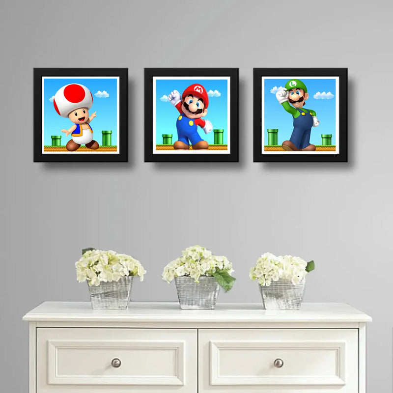 Set 3 Cuadros Marios Bros Luigi Toad Game Videojuego Pop Art