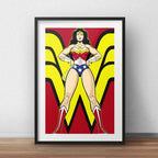 Cuadro Mujer Maravilla Pop Art Comics Wonder Heroes Paspartú Marco Negro