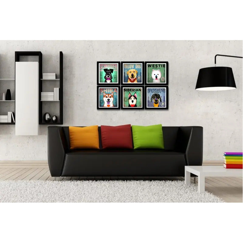 Set 6 Cuadros Perro Cafe Cupcake Schnauzer Dachshund Westie