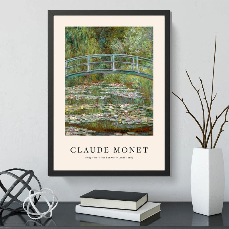 Cuadro Dormitorio Living Claude Monet Los Nenúfares Flores Marco Negro