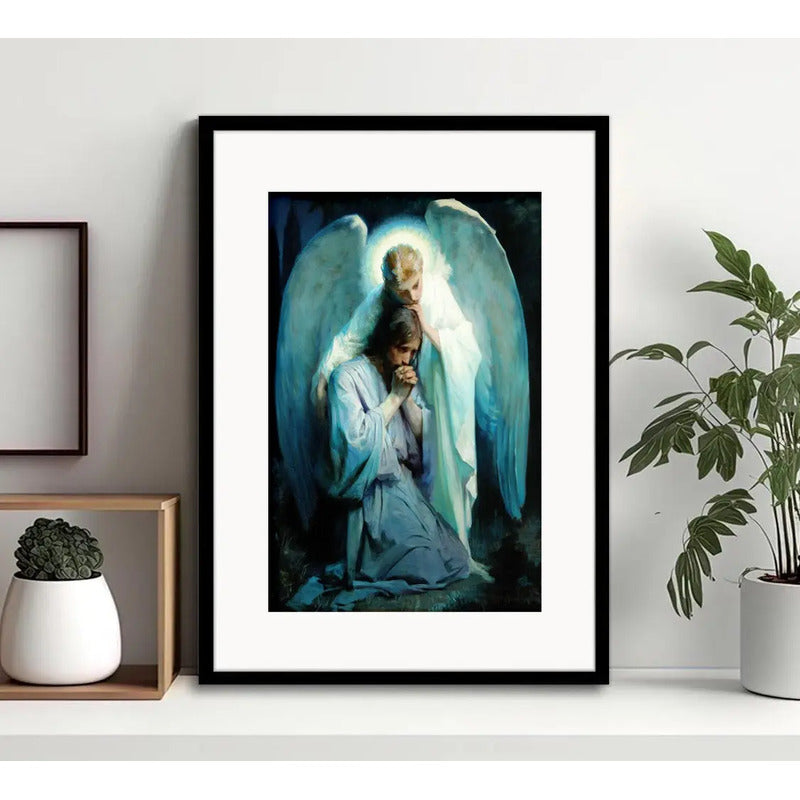 Cuadro Jesús Cristo La Agonía En El Jardín Arte Con Paspartú Marco Negro