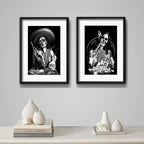 Set 2 Cuadros Catrina Calavera Mexicana Tattoo Con Paspartú