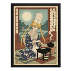 Cuadro Sailor Moon De Kimono Mate Cocina Anime Arte Japonés Marco Negro