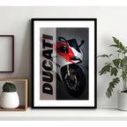 Cuadro Moto Ducati Motocicleta Arte Modelo Marca Decoracion Ducati Blanca Y Roja Marco Negro