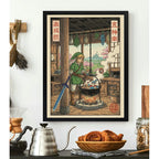 Cuadro Zelda Chef Cocina Hongos Comida Japón Game Decoracion Marco Negro