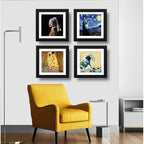 Set 4 Cuadros Obras Pintores Famosos Van Gogh Klimt 33x33cm Marco Negro