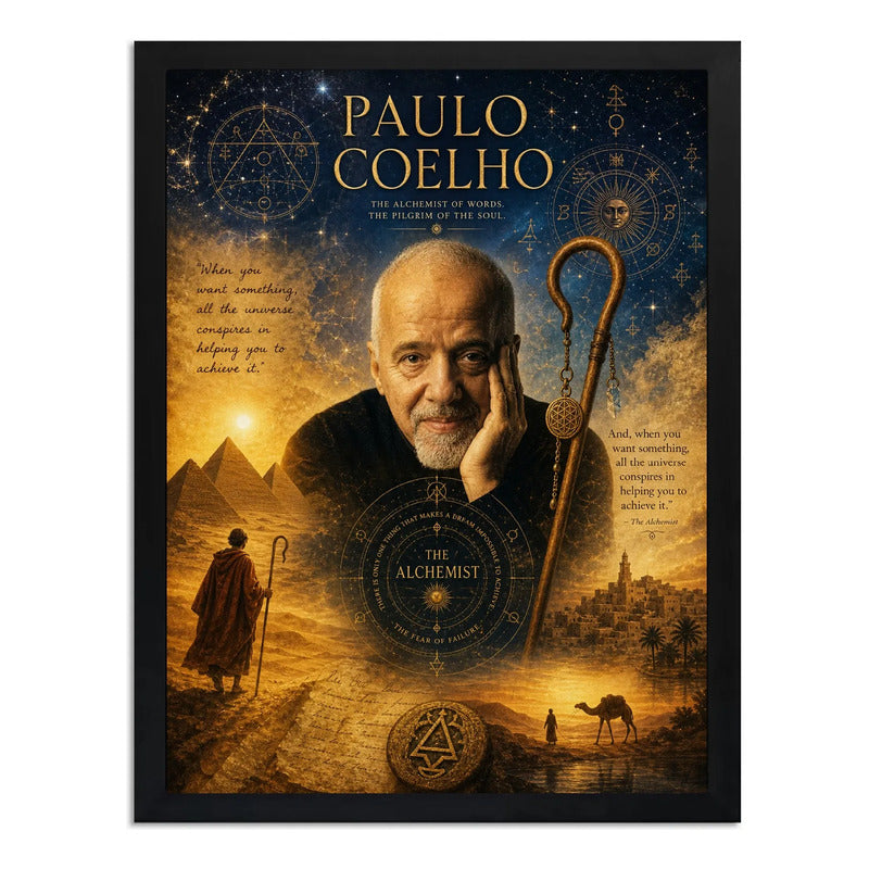 Cuadro Paulo Coelho El Alquimista Arte Retro Obras Escritor Marco Negro
