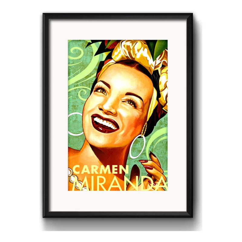 Cuadro Carmen Miranda Brasil Samba Decoracion Con Paspartú Marco Negro