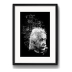 Cuadro Einstein En Blanco Y Negro Decoracion Con Paspartú Marco Negro