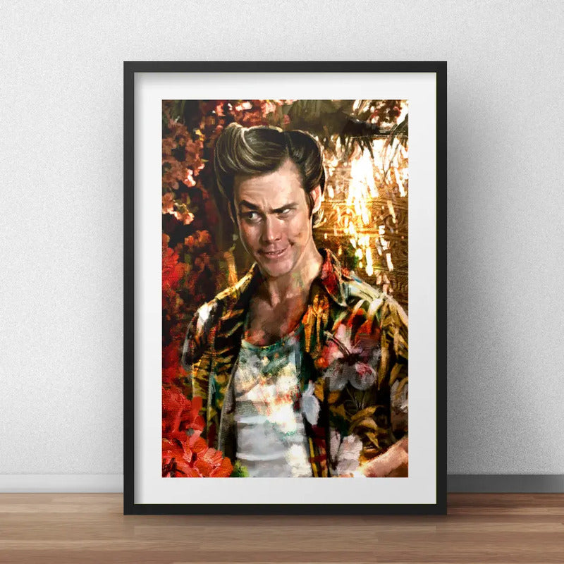 Cuadro Ace Ventura Pop Art Jim Carrey Pelicula Con Paspartú Marco Negro
