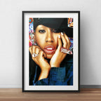 Cuadro Missy Elliott Hip Hop Rap Black Music Con Paspartú Marco Negro