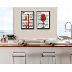 Set 2 Cuadros Cocina Gourmet Rojo Vinos Kitchen Decoración
