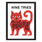 Cuadro Gato Nueve Vidas Gato Rojo Audaz Decoracion Moderna Marco Negro
