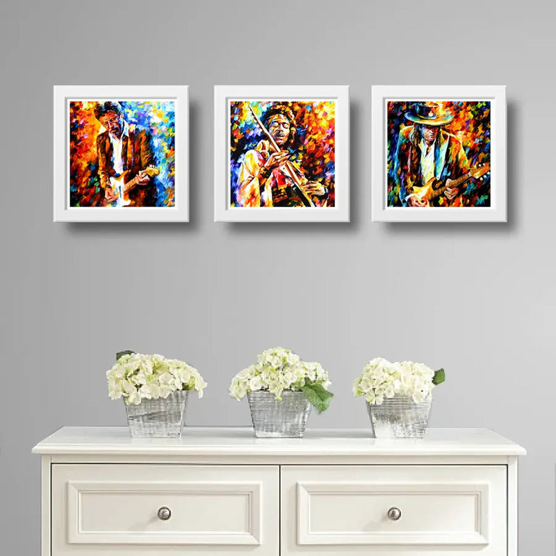 Set 3 Cuadros Eric Clapton Jimi Hendrix Ray Vaughan Pop Art